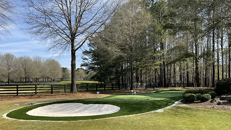 Eco-friendly and durable artificial turf for a home putting green in Memphis, ensuring a year-round golfing experience.